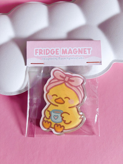 Self Care Duck Glitter Acrylic Magnet