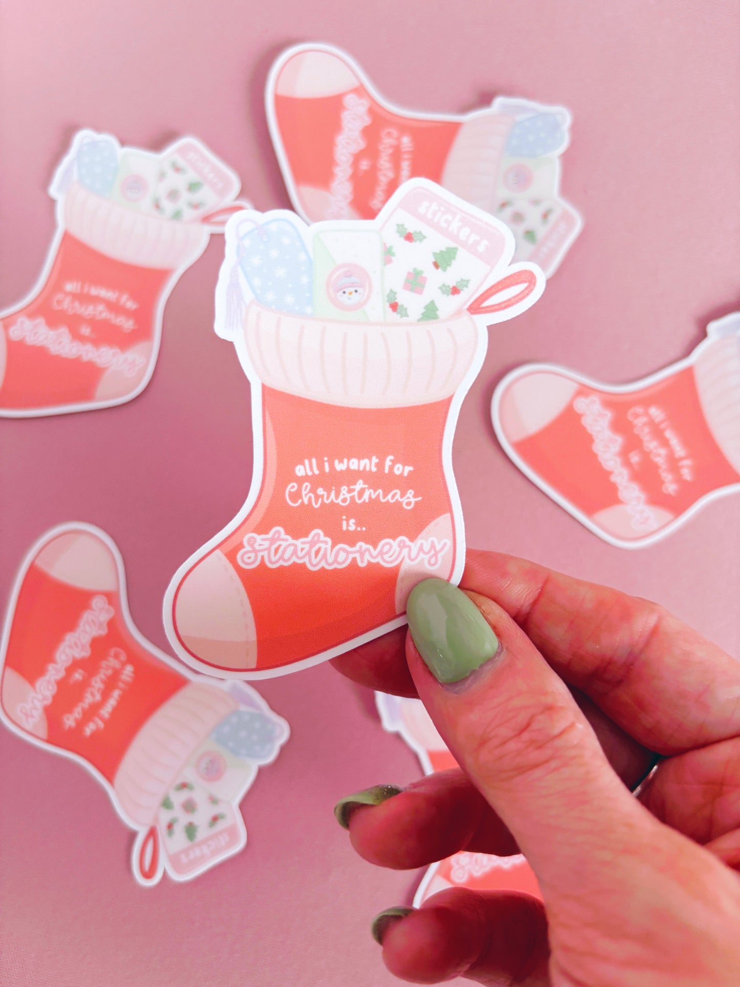 Christmas Stationery Stocking Vinyl Sticker