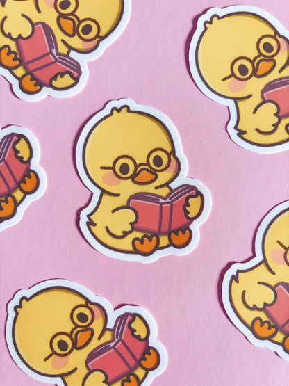 Cosy Reader Duck Vinyl Sticker