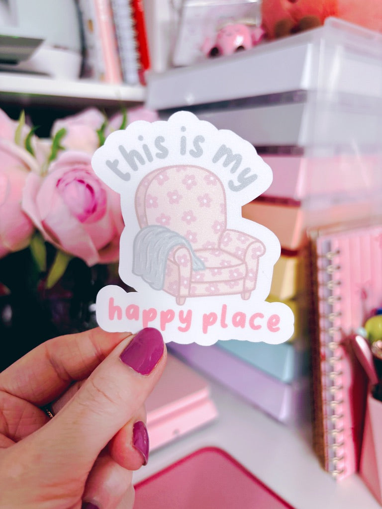 Cosy Armchair This Is My Happy Place Vinyl Sticker
