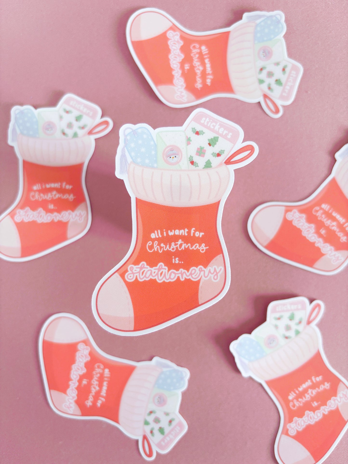 Christmas Stationery Stocking Vinyl Sticker