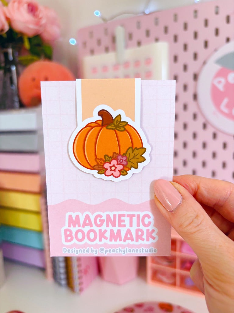 Floral Pumpkin Magnetic Bookmark