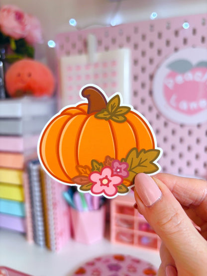 Floral Pumpkin Vinyl Sticker