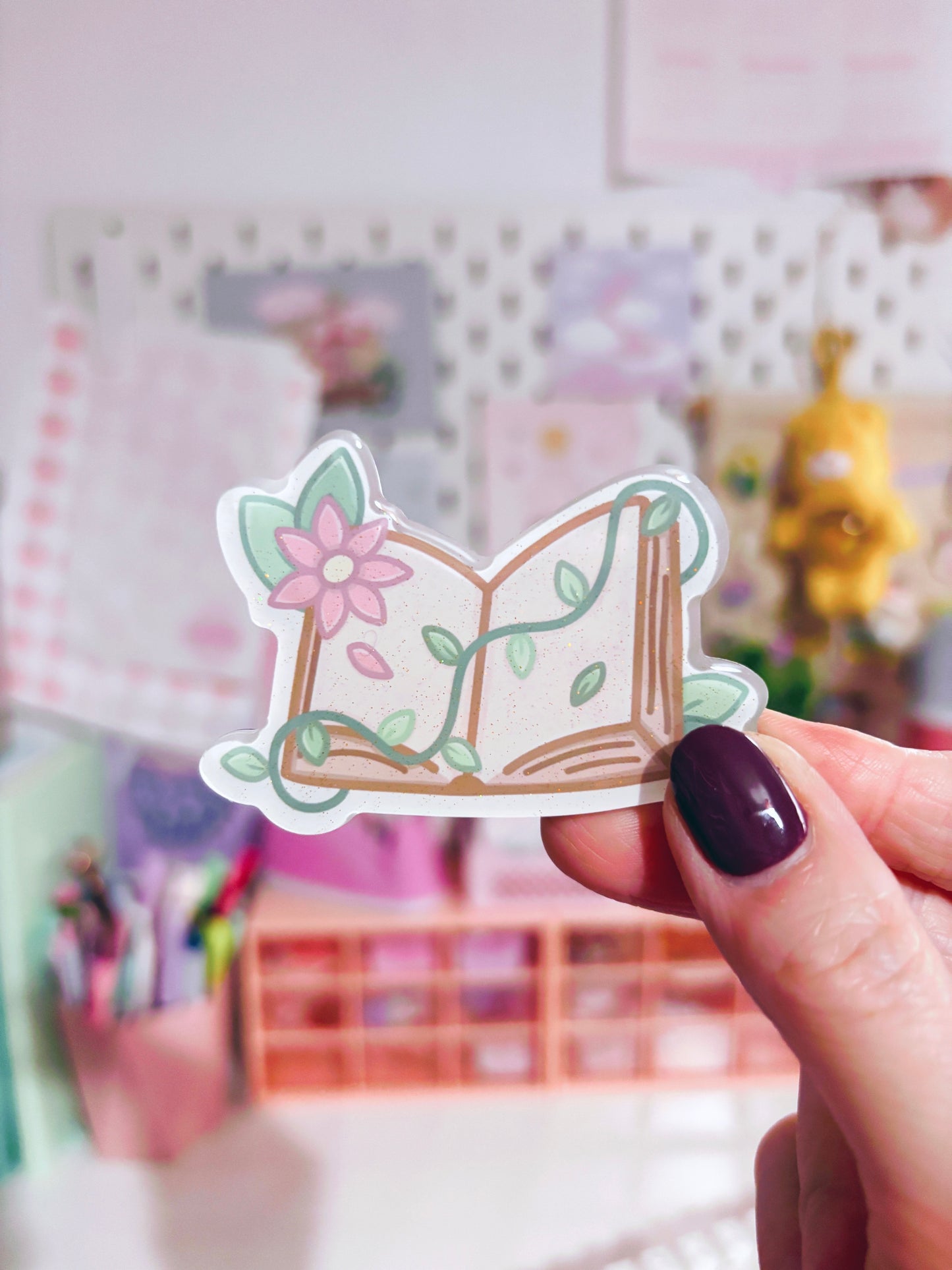 Open Book Glitter Acrylic Magnet