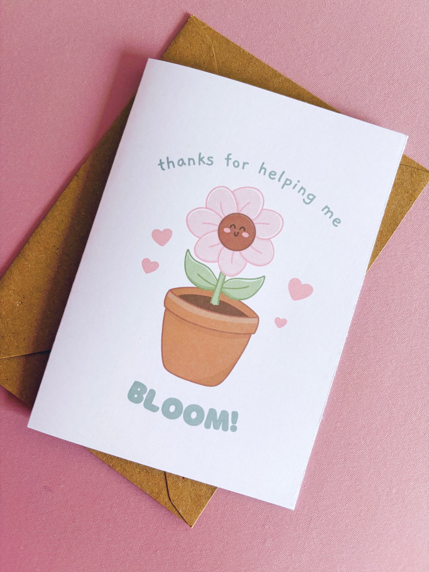 Thanks For Helping Me Bloom Greetings Card With Envelope