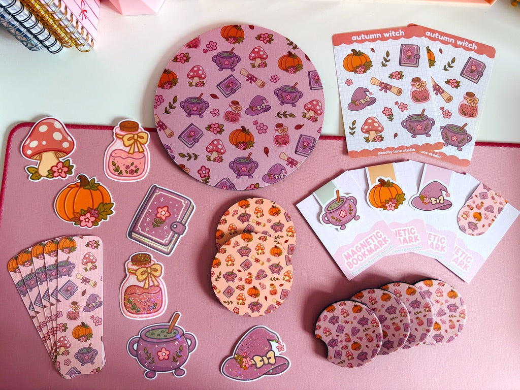 Autumn Witch Pattern Coaster