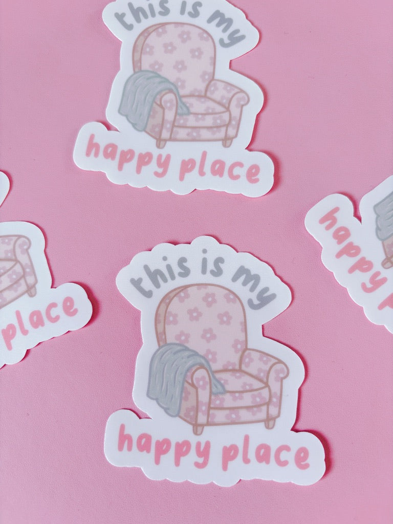 Cosy Armchair This Is My Happy Place Vinyl Sticker