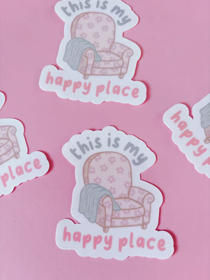 Cosy Armchair This Is My Happy Place Vinyl Sticker