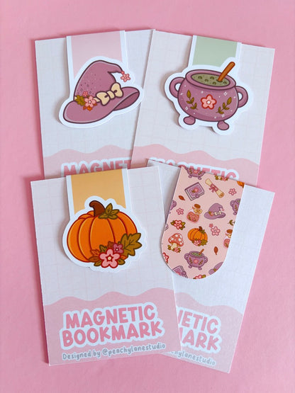 Floral Pumpkin Magnetic Bookmark