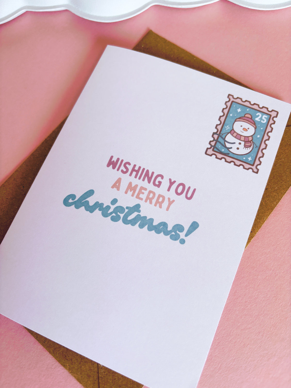 Snowman Stamp Christmas Card With Envelope