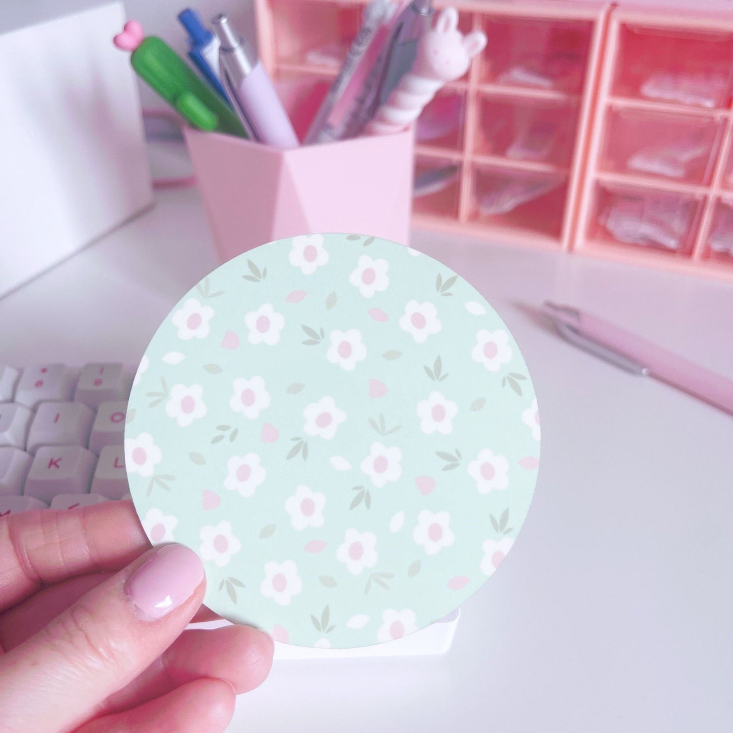 Green Floral Coaster