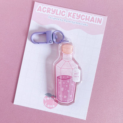 Self Love Potion Glitter Acrylic Keychain