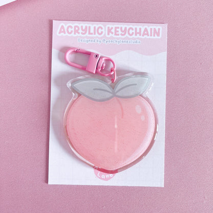 Peach Glitter Acrylic Keychain