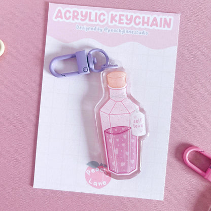 Self Love Potion Glitter Acrylic Keychain