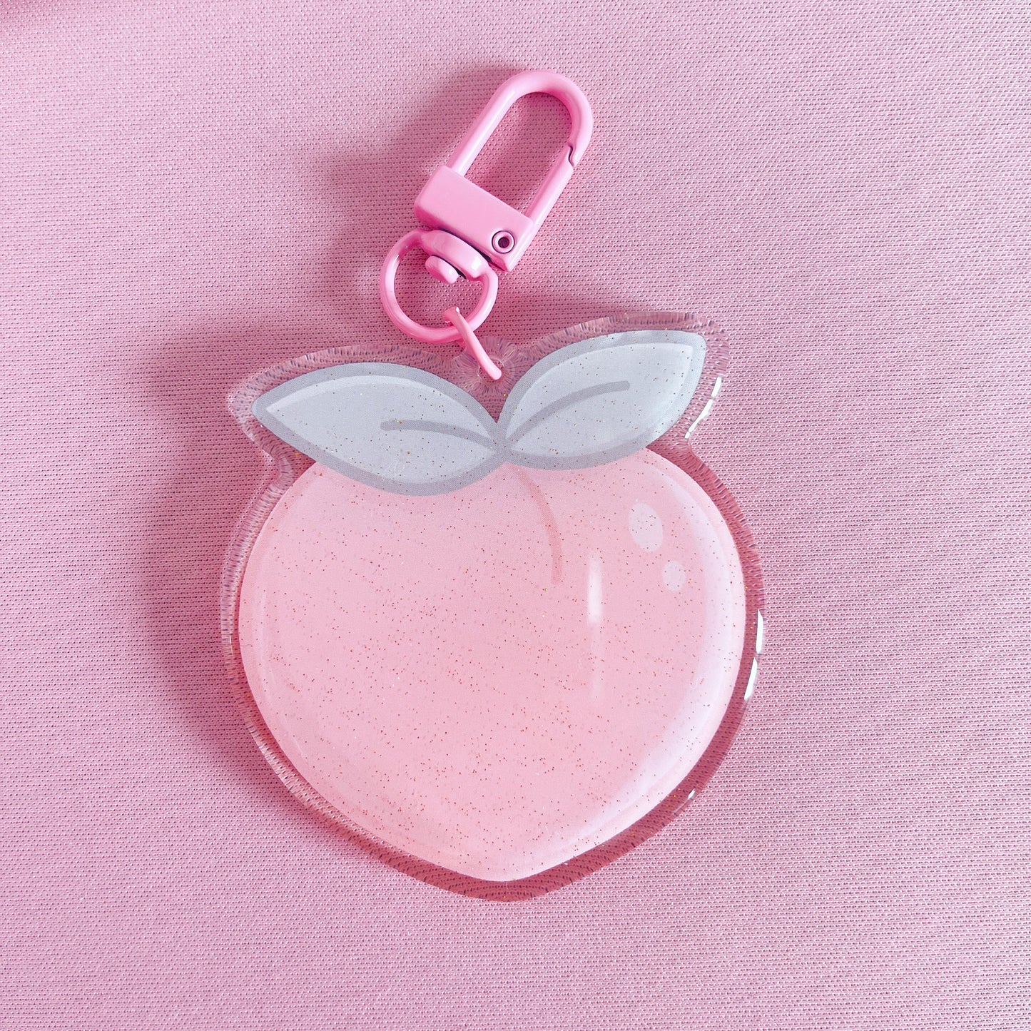 Peach Glitter Acrylic Keychain