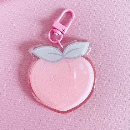 Peach Glitter Acrylic Keychain