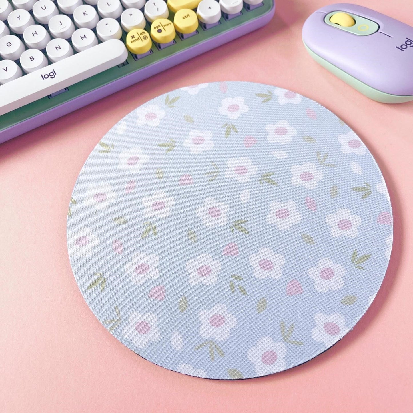 Blue Floral Mouse Mat