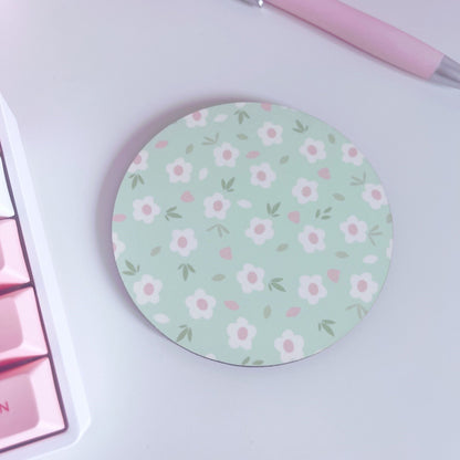 Green Floral Coaster