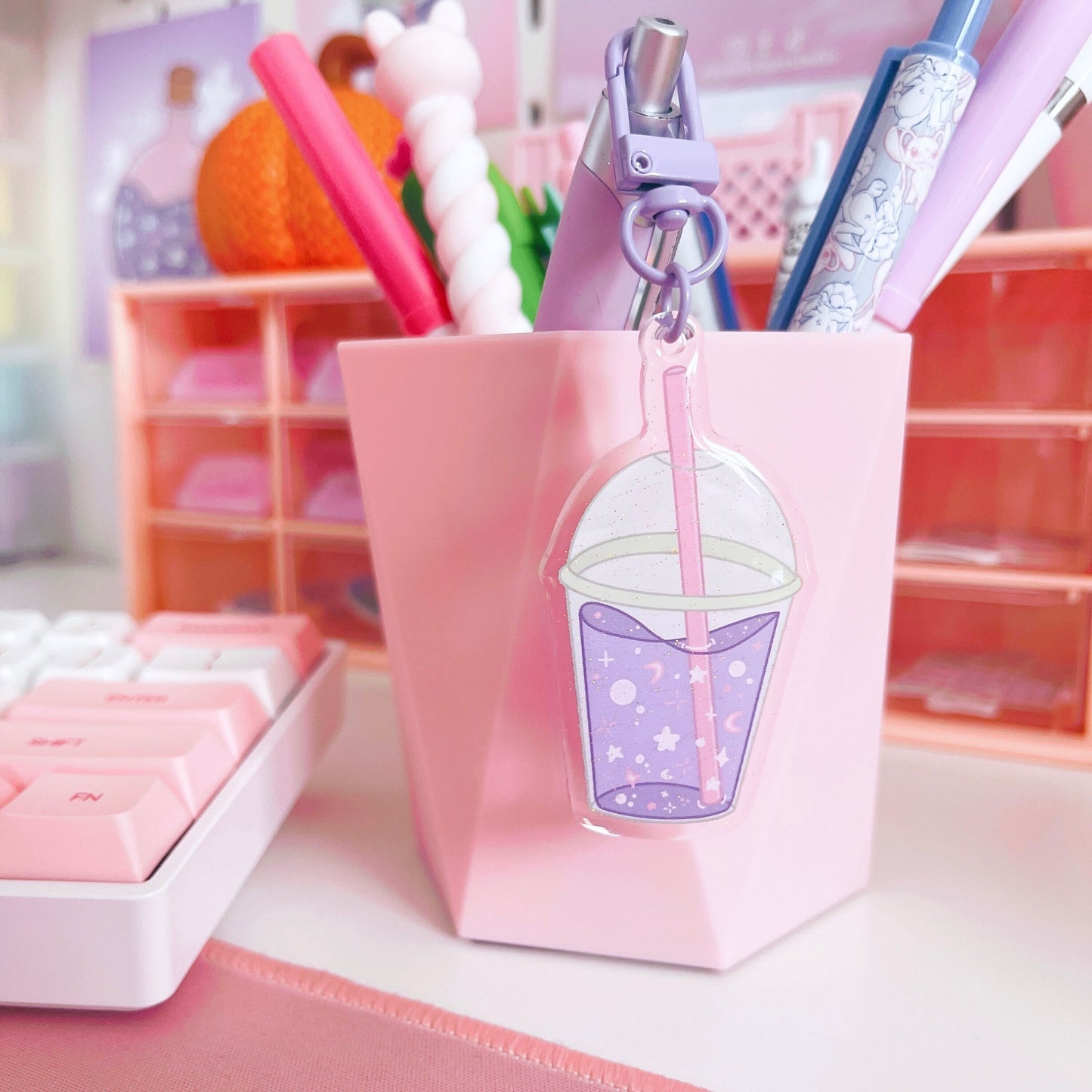 Dreamy Drink Glitter Acrylic Keychain