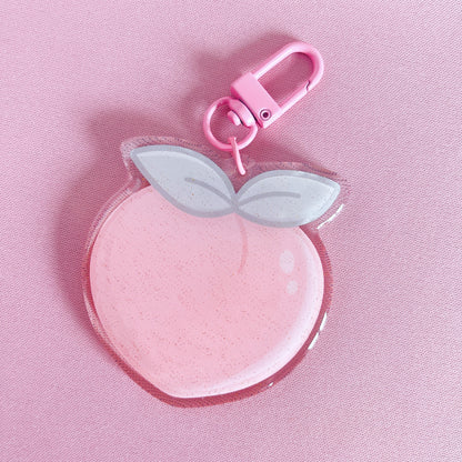 Peach Glitter Acrylic Keychain