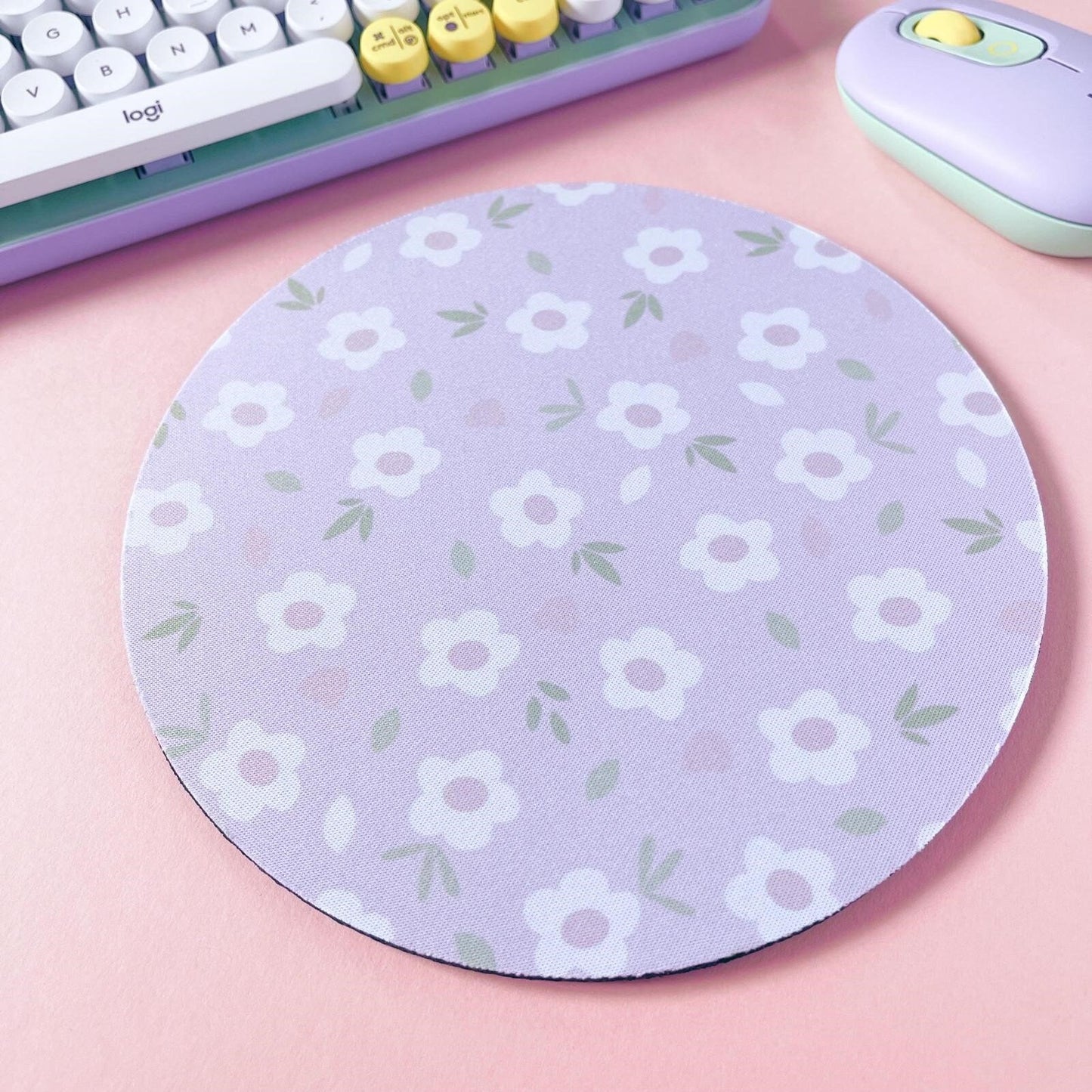 Pink Floral Mouse Mat
