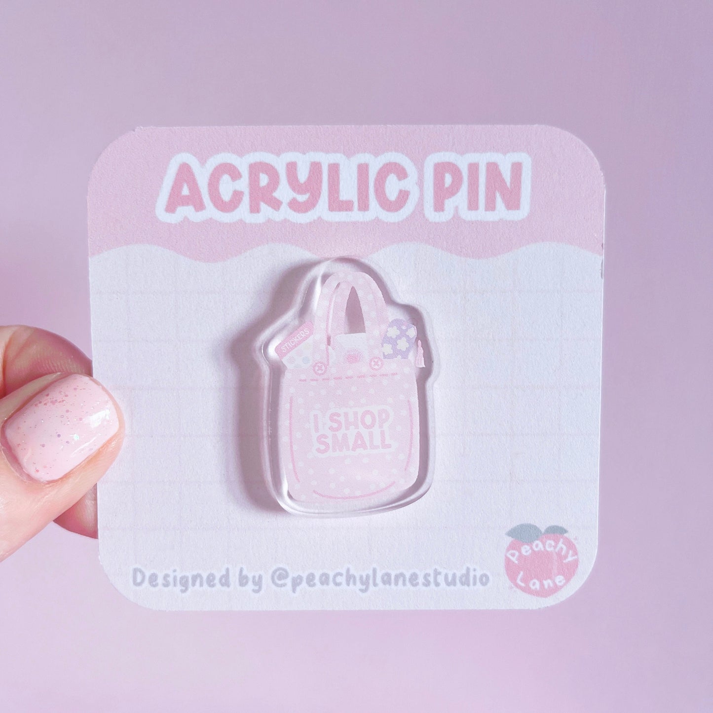 Shop Small Tote Bag Acrylic Pin