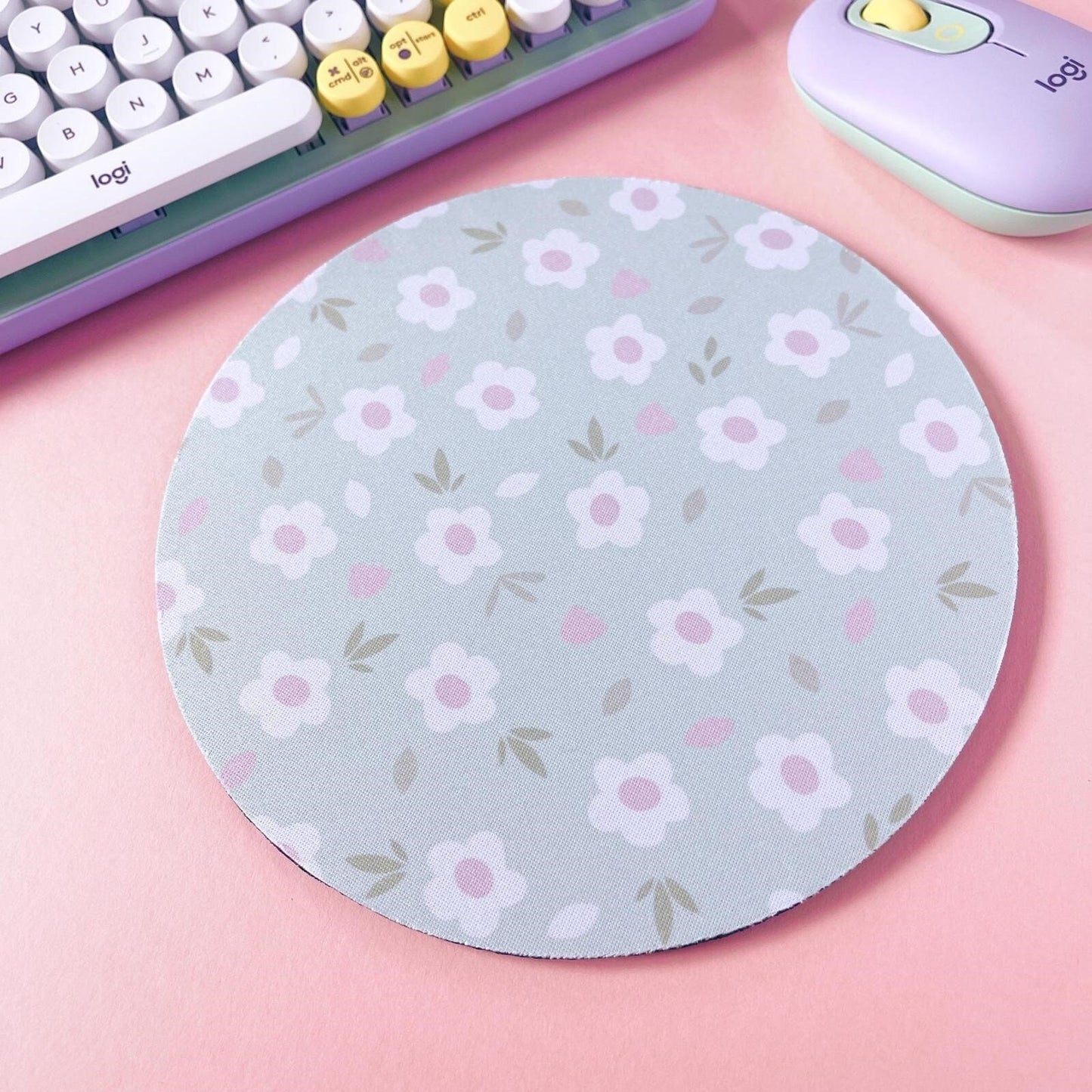 Green Floral Mouse Mat