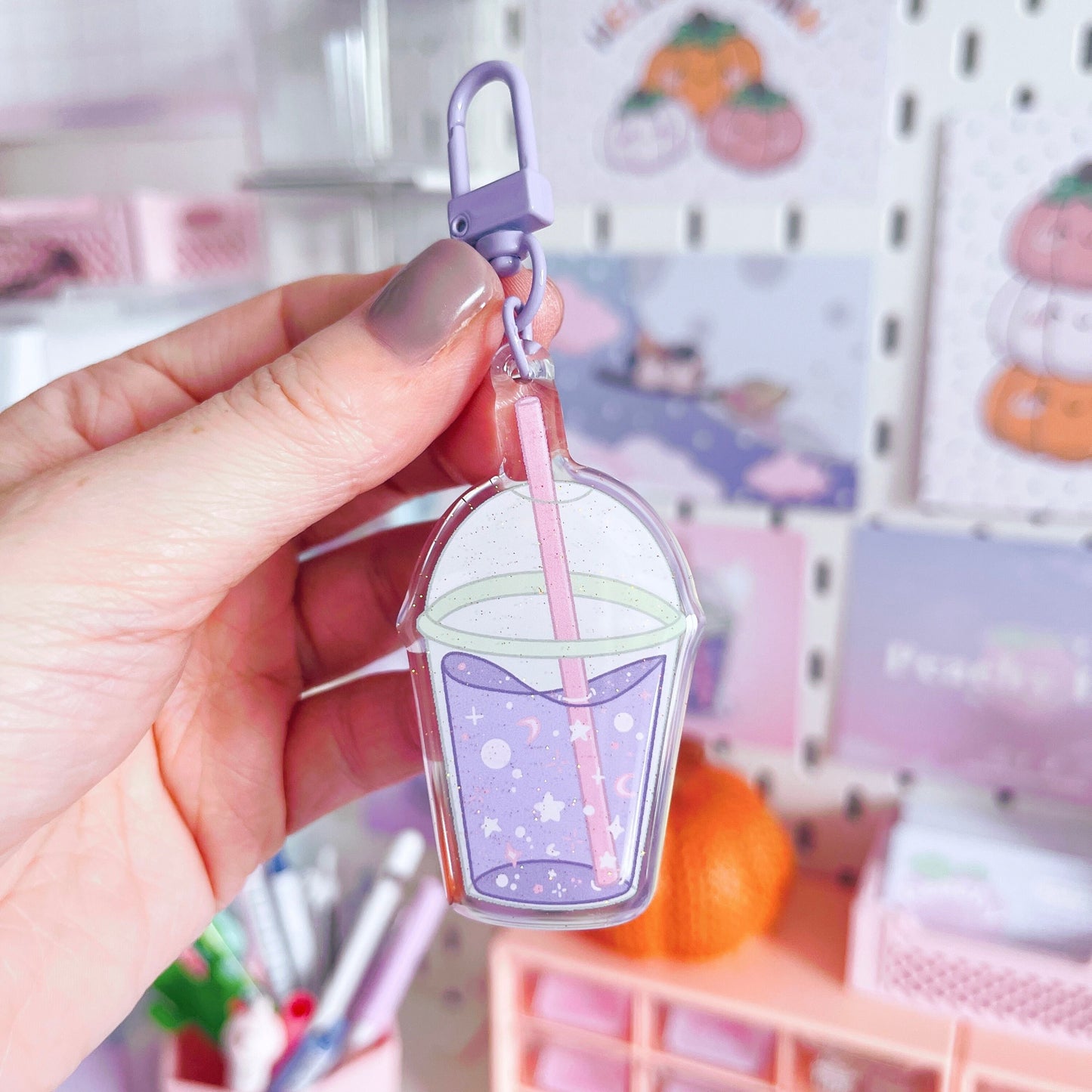 Dreamy Drink Glitter Acrylic Keychain