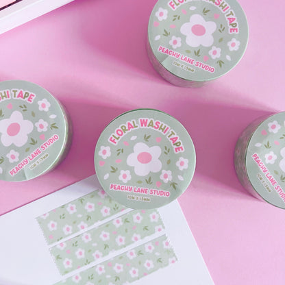 Green Floral Washi Tape
