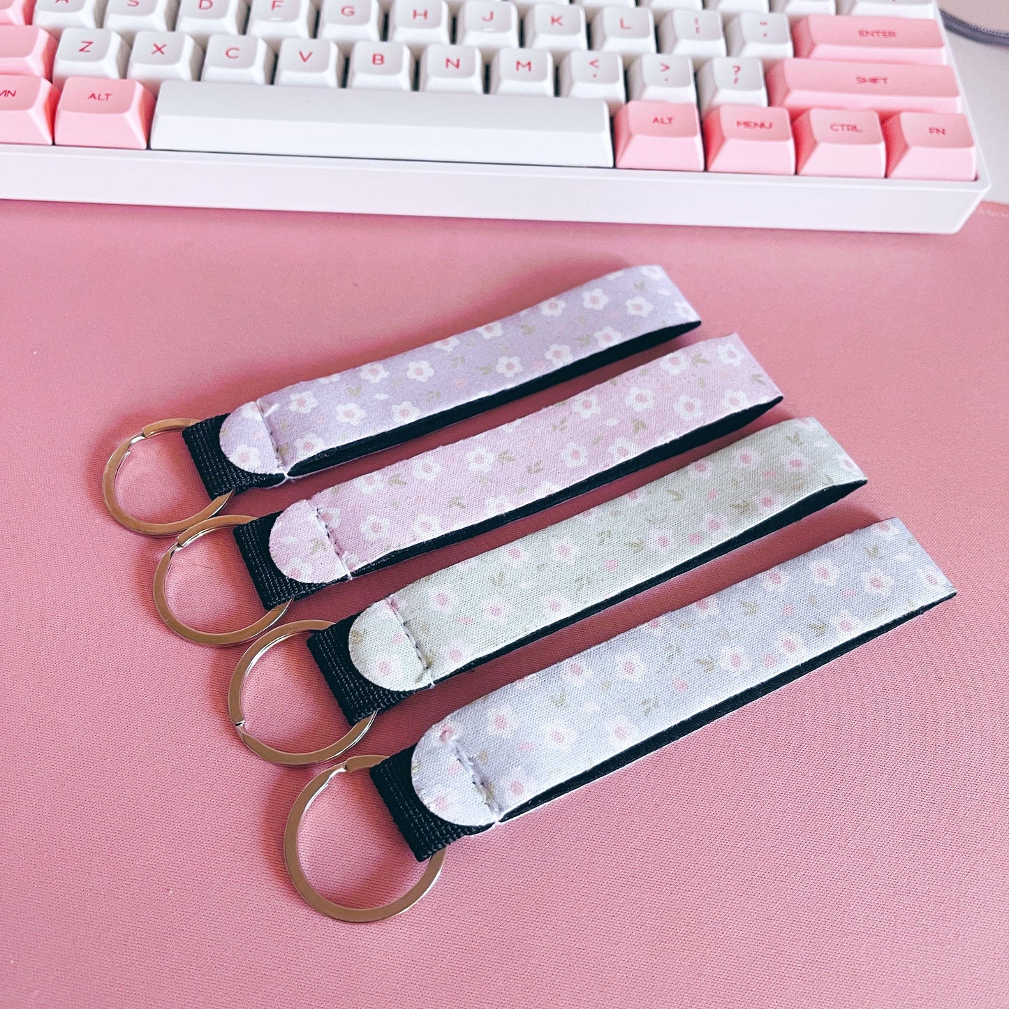 Pink Floral Wrist Lanyard