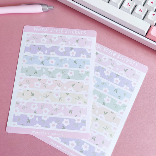 Floral Washi Tape Sticker Sheet