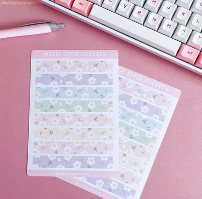 Floral Washi Tape Sticker Sheet