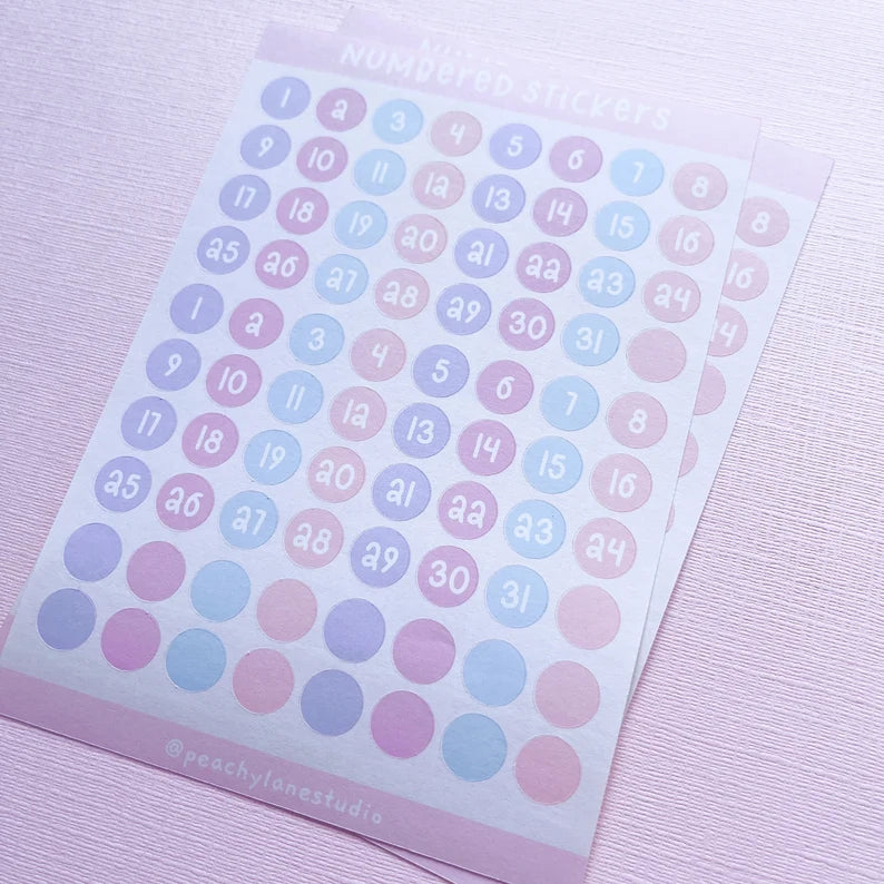 Days of the Month Numbered Sticker Sheet