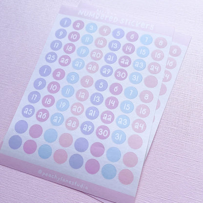 Days of the Month Numbered Sticker Sheet