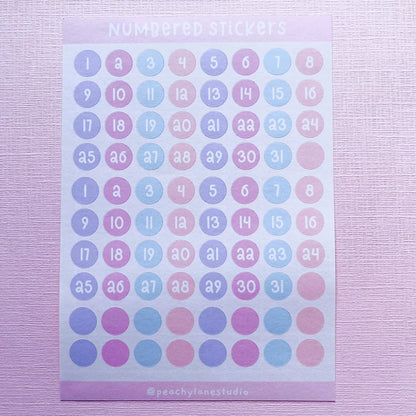 Days of the Month Numbered Sticker Sheet