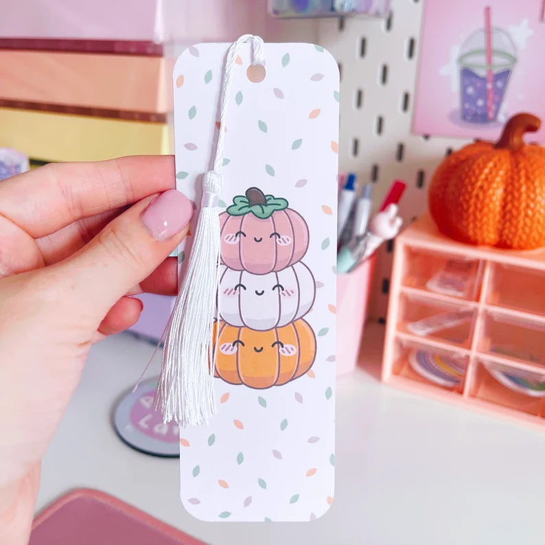 Kawaii Pumpkin Reversible Handmade Bookmark