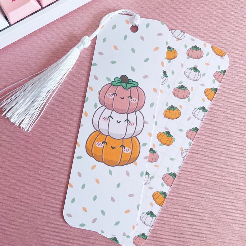 Kawaii Pumpkin Reversible Handmade Bookmark