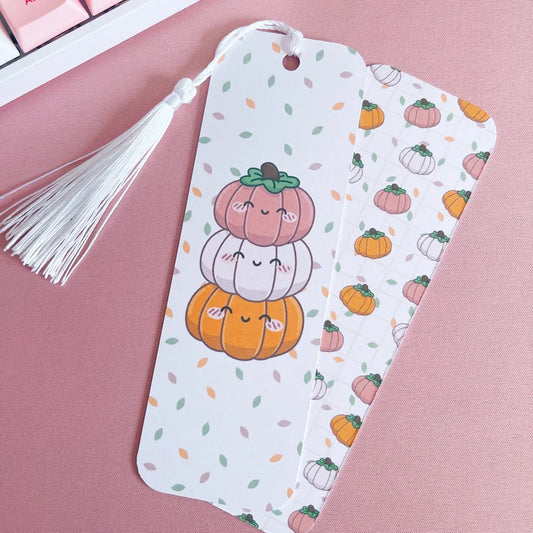 Kawaii Pumpkin Reversible Handmade Bookmark