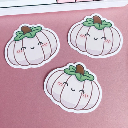 White Kawaii Pumpkin Vinyl Sticker