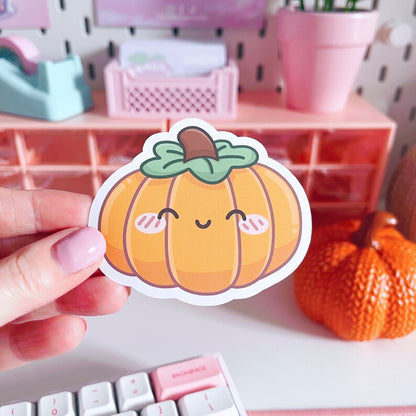 Orange Kawaii Pumpkin Vinyl Sticker