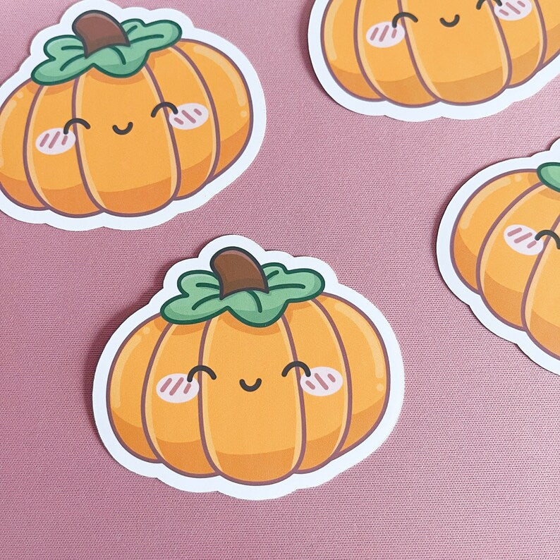 Orange Kawaii Pumpkin Vinyl Sticker