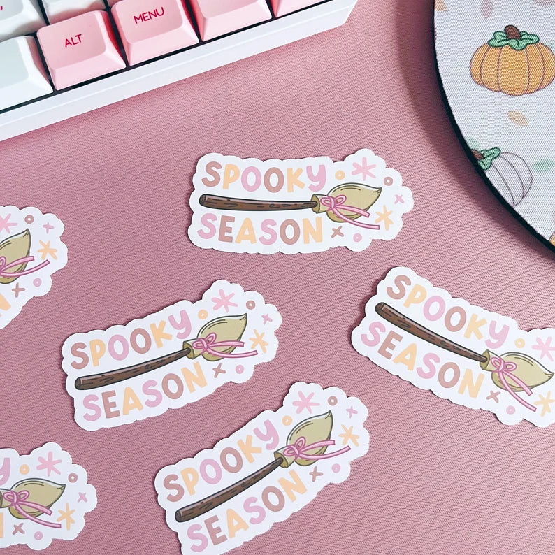 Spooky Season Broomstick Vinyl Sticker
