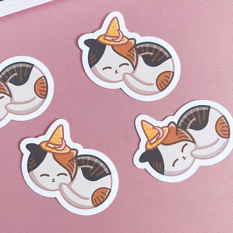 Sleeping Witchy Cat Vinyl Sticker