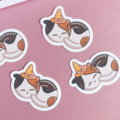Sleeping Witchy Cat Vinyl Sticker