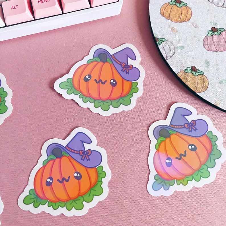 Spooky Pumpkin Holographic Overlay Vinyl Sticker