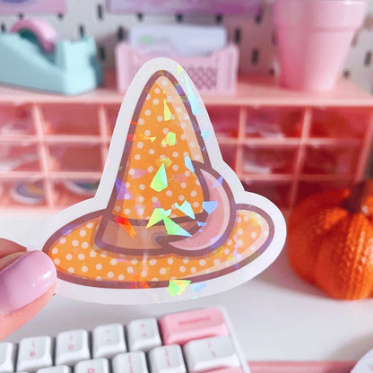 Witch Hat Holographic Shards Laminated Vinyl Sticker