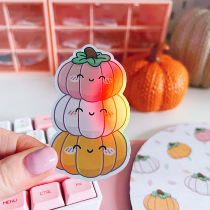 Holographic Pumpkins Vinyl Sticker