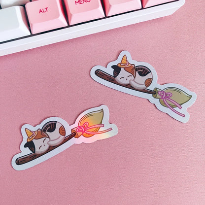 Holographic Witchy Cat Vinyl Sticker