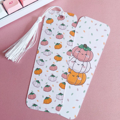 Kawaii Pumpkin Reversible Handmade Bookmark