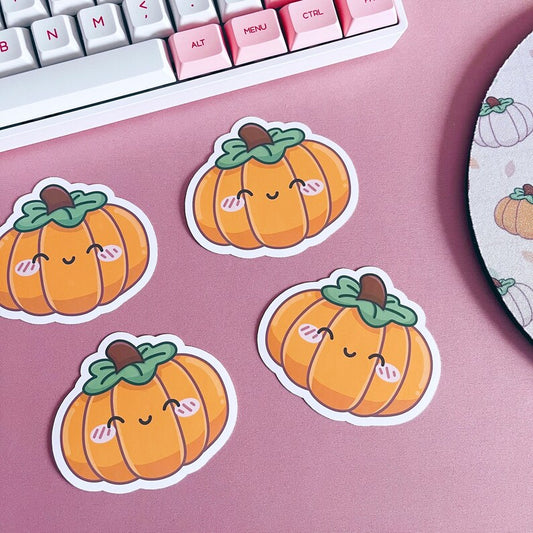 Orange Kawaii Pumpkin Vinyl Sticker